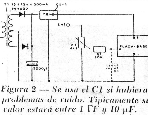 Figura 2  Se usa el C1 se hubiera problemas de ruido. Típicamente si valor estará entre 1 pF y 10 µF.