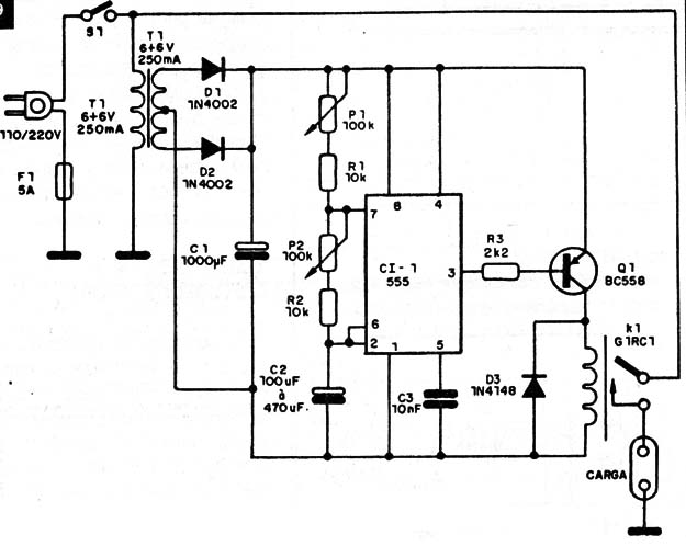 Circuito completo del intermitente para electrodomésticos.
