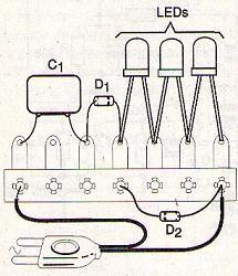 Figura 4 – Asamblea de circuito basado en un pequeño puente.Tenga en cuenta que los cátodos (lado plano) están a la derecha.
