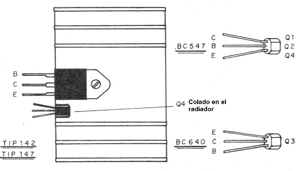 Figura 6 - Montaje de los transistores en el disipador
