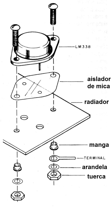 Figura 1 - Envoltura y montaje del LM338
