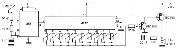 Figura 14 - Caja de música de 10 notas. Cada una ajustada en el trimpot correspondiente.
