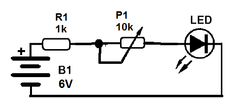 Figura 4 - Control de un LED con un reóstato
