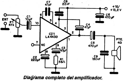 Diagrama completo del amplificador 
