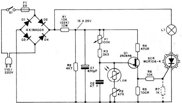    Figura 1 - Diagrama completo del interruptor crepuscular.
