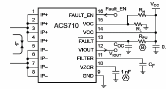 Figura 5 - Circuito sensor de corriente con el ACS710
