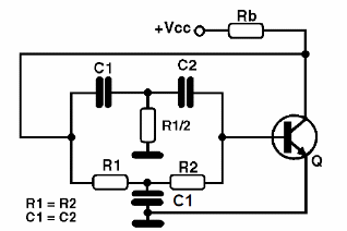   Figura 16 - Oscilador de T  doble con transistor bipolar
