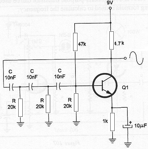   Figura 23 - Ejemplo de aplicación para un oscilador de desplazamiento de fase típico.
