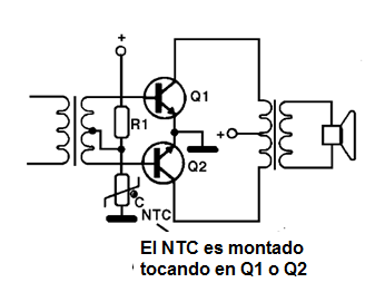    Figura 23 – Etapa de salida estabilizado térmicamente con un NTC     
