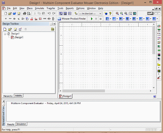 Figura 4. El software instalado – la zona de trabajo y la barra de herramientas
