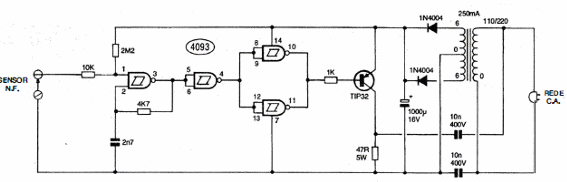 Circuito sensor para alarmas 
