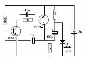 Parpadeante con LED blanco de 3 V 
