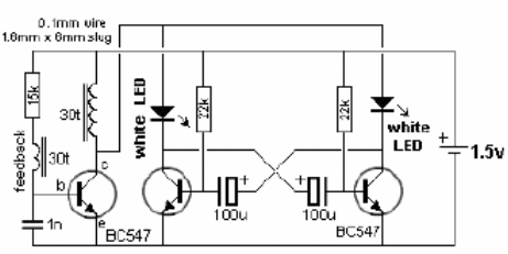 Parpadeante LED blanco 1.5 V 
