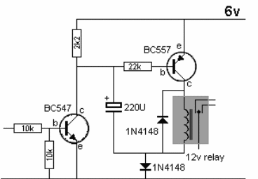 Drive de relé de 12 V con fuente de 6 V
