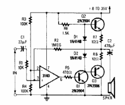 Amplificador de 1 a 2 W 
