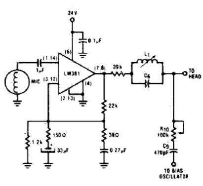 Preamplificador de cabeza de grabación 
