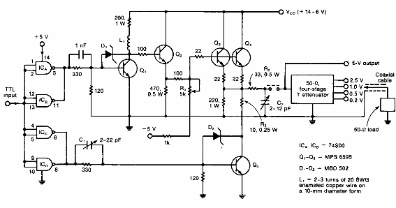 Amplificador de línea de 50 ohms
