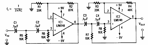 Filtro pasa altas de 100 Hz 
