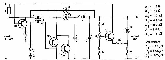 Convertidor 12 a 28 V 
