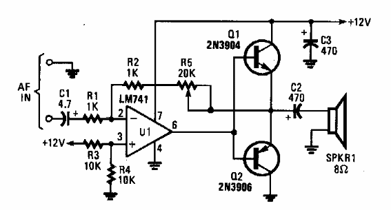 Amplificador de 500 mW con el 741 
