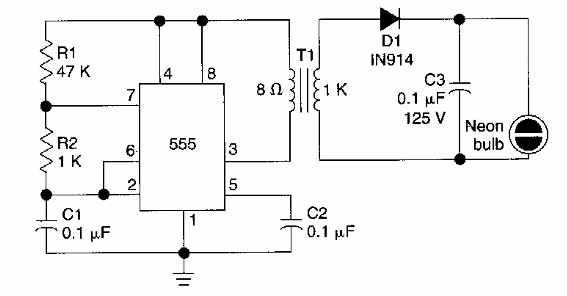 Driver de 9 V para lámpara de neón 
