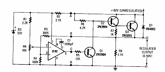 Regulador de 0 a 50 V 
