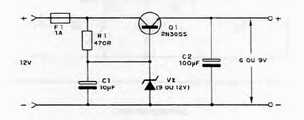 Convertidor de 12 a 9 V o 6 V 
