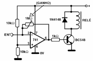 Circuito de excitación de relé con ganancia (741) 
