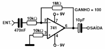 Amplificador operacional de CA con 741 
