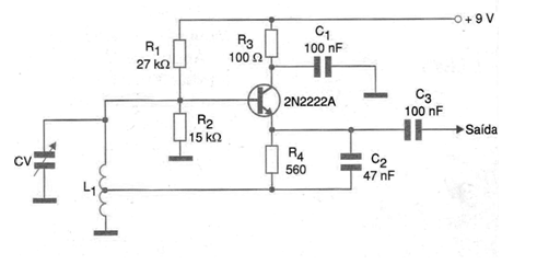 Oscilador Hartley con transistor bipolar 
