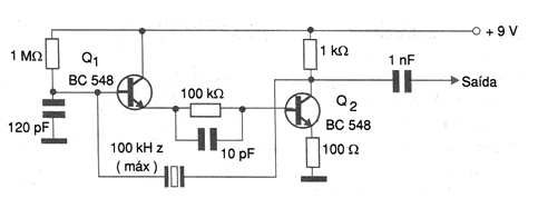 Oscilador hasta 100 kHz (2 transistores) 

