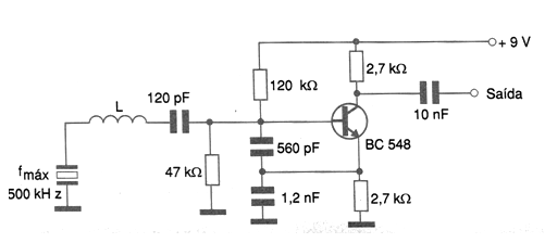 Oscilador hasta 500 kHz (1 transistor) 
