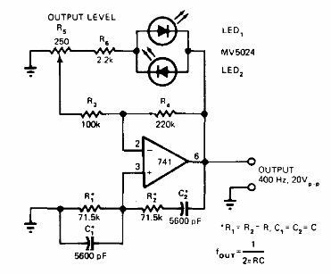 Oscilador sinusoidal con 741 Controlado por LED 
