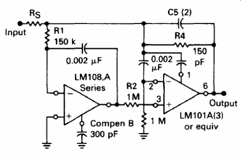 Amplificador sumador para 250 kHz LM108
