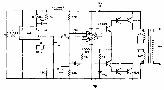 Convertidor de 12 V a 110 V con 60 Hz 
