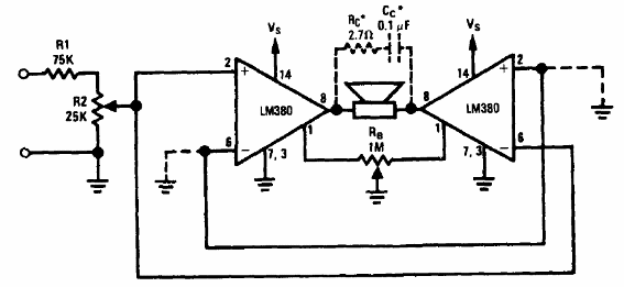 Amplificador de puente LM380 (2) 
