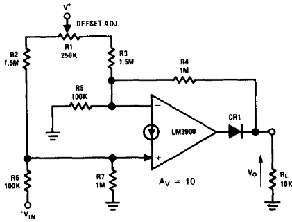 Amplificador LM3900 con ajuste de cero 
