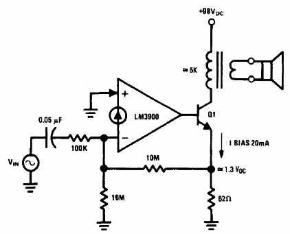 Amplificador de audio de alta tensión LM3900 
