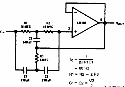 Filtro de rechazo de alto Q de 60 Hz 
