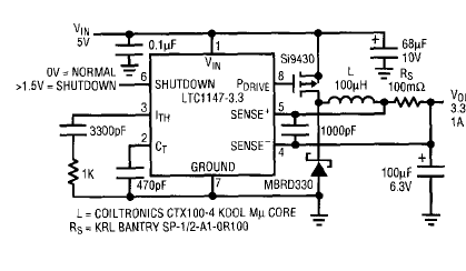 Convertidor SMD de 5 V a 3,3 V LTC1147-3.3 
