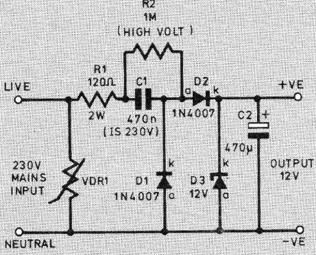 Fuente de alimentación de 12 V sin transformador 
