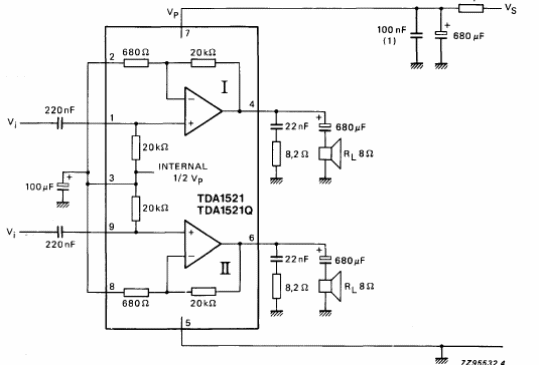 Amplificador de 12 W TDA1521 
