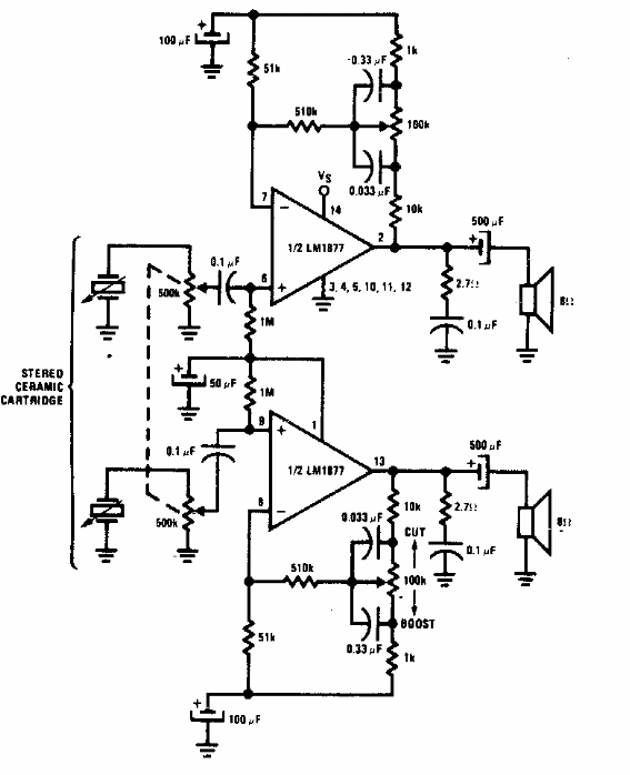 Amplificador estéreo con control de tono 
