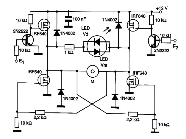 Puente H Completa Con MOSFETs e Indicador De Dirección
