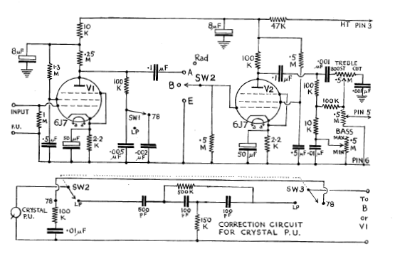 Amplificador Corrector para Fonocaptor de Cristal 
