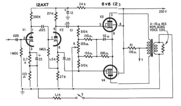 Amplificador Push Pull 6V6
