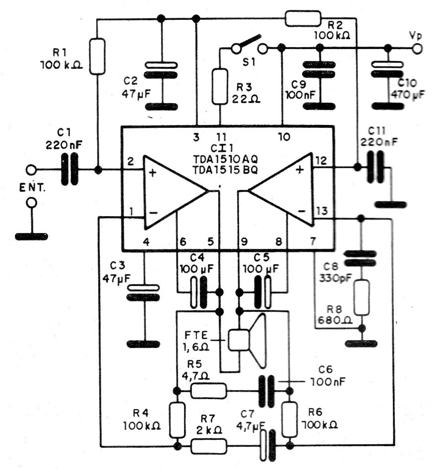 Figura 1 - Diagrama completo del amplificador
Figura 1 - Diagrama completo del amplificador