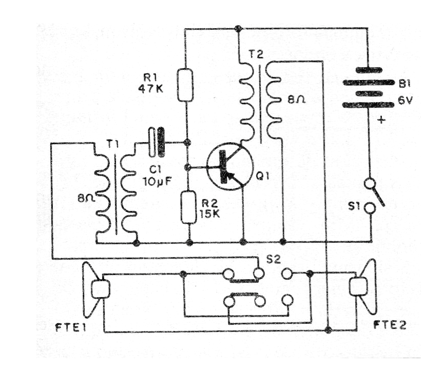 Figura 1- Circuito completo del intercomunicador
Figura 1- Circuito completo del intercomunicador