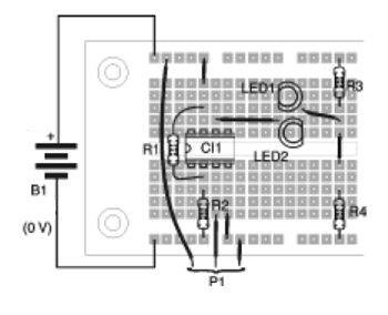 Figura 2 - Montaje en una matriz de contactos.
