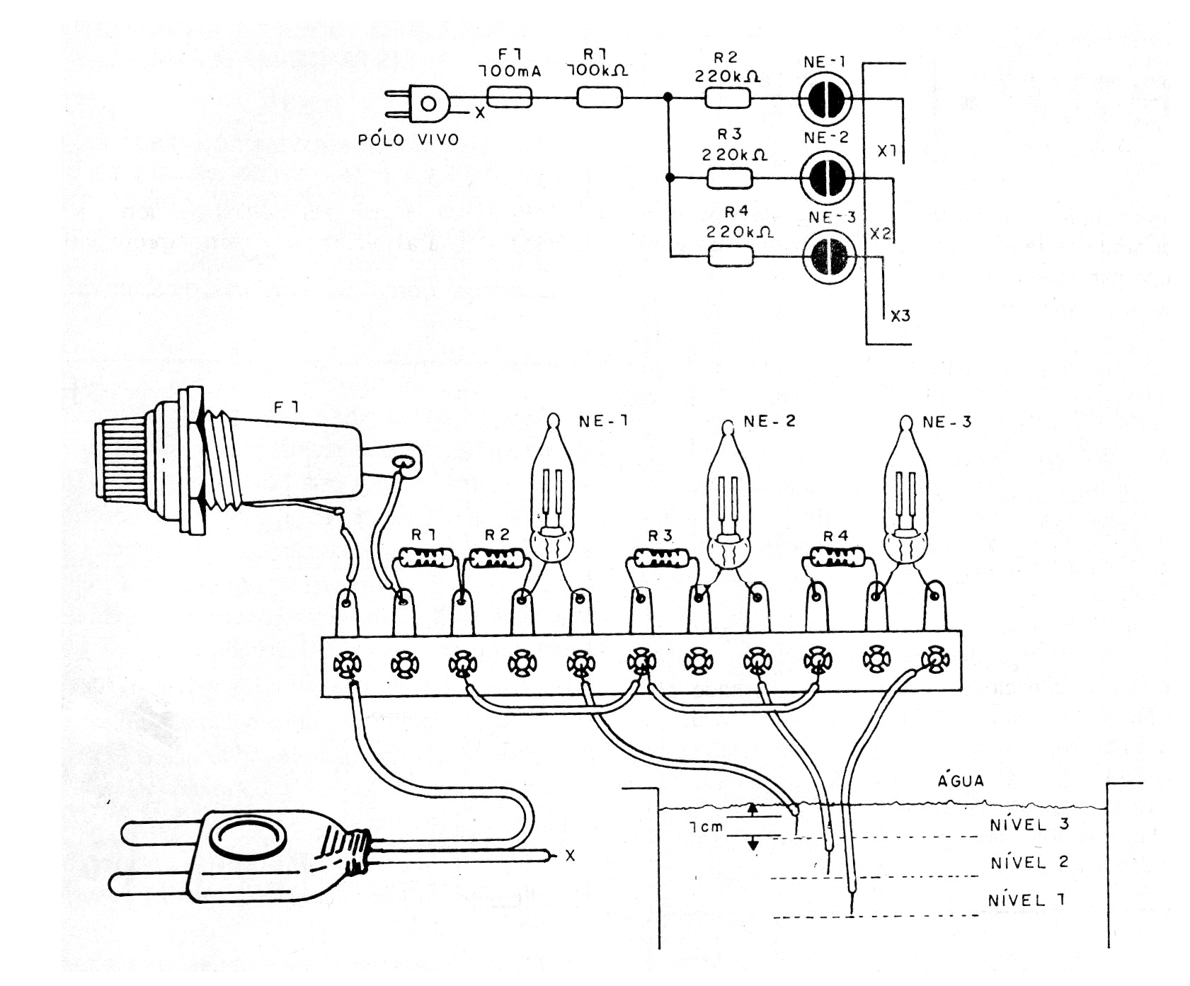 Figura 1 - Diagrama y montaje del detector
Figura 1 - Diagrama y montaje del detector